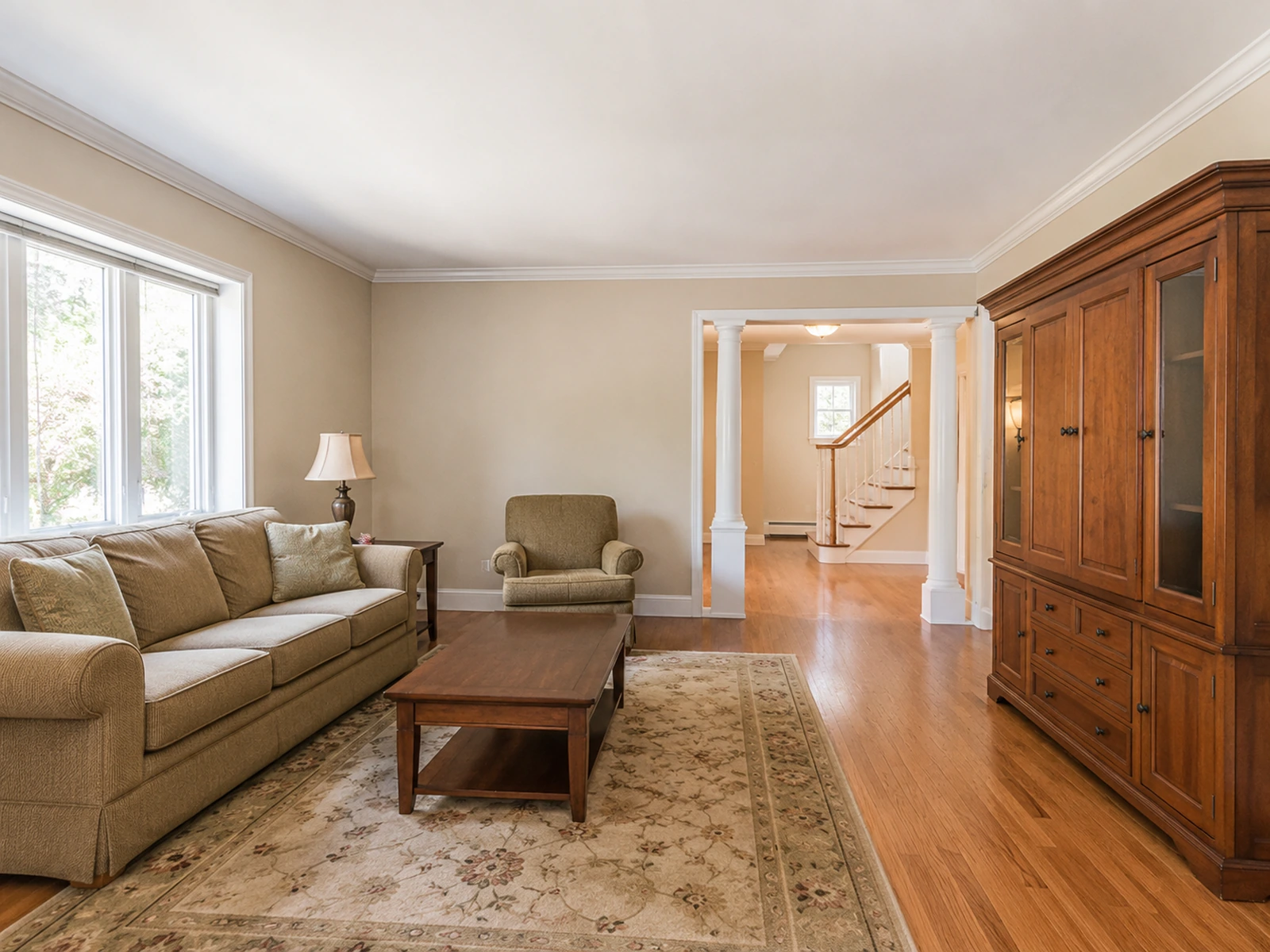 Brown sofa before AI furniture replacement
