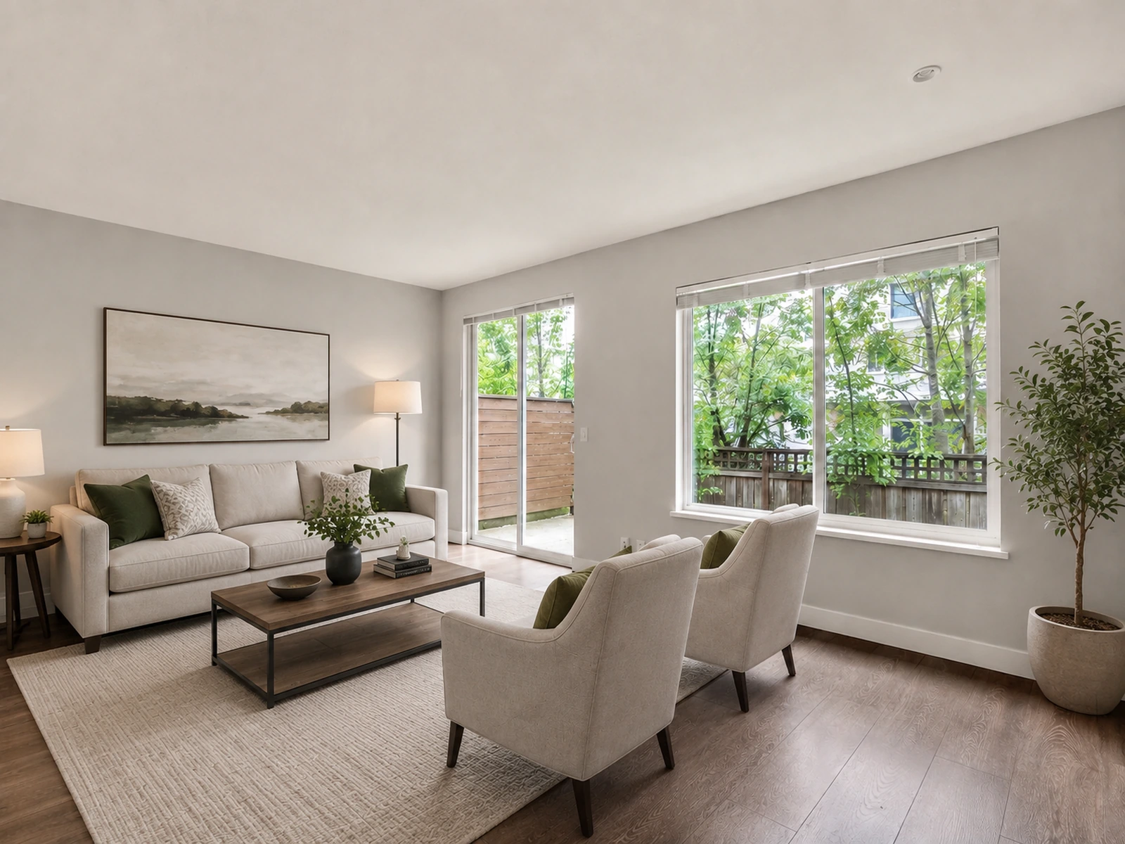Empty unfurnished living room before AI virtual staging